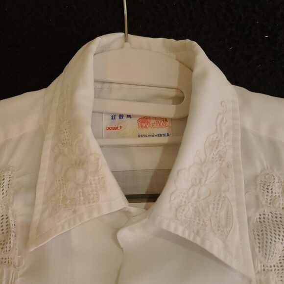 Red Horse Mens Button Up Shirt White Size Large Polyester Blend Pockets Design - Picture 7 of 12